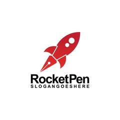 Rocket Pen Logo Template Design Vector, Emblem, Design Concept, Creative Symbol