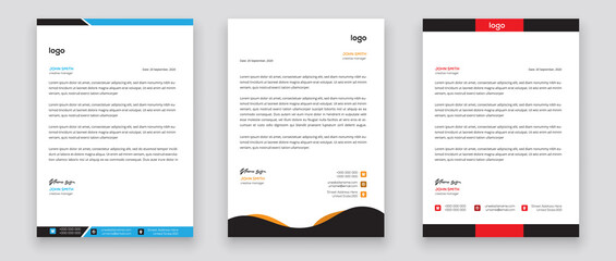 Fototapeta na wymiar Business style letterhead template design for project with standard sizes.