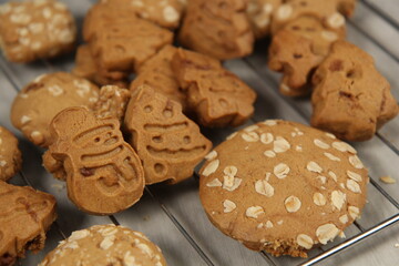 Ginger bread cookies homemade cooking for Christmas traditional dessert. Kids and family love to prepare to make dough and bake them. Then paint them with sugar paste to decor in many colors.