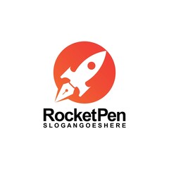 Rocket Pen Logo Template Design Vector, Emblem, Design Concept, Creative Symbol