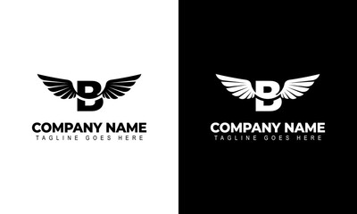 Letter B with wings. Template for logo, label, emblem, sign, stamp. Vector illustration. © TUOO