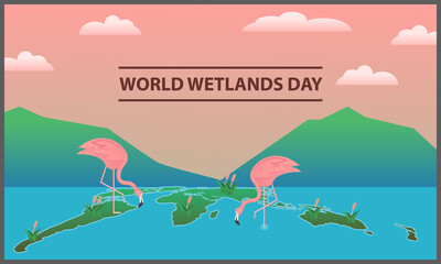 world wetlands day flat vector illustration