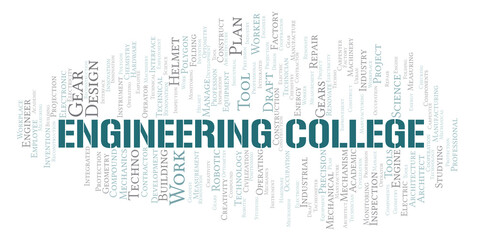 Fototapeta premium Engineering College typography word cloud create with the text only