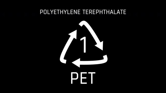 Polyethylene terephthalate aka PET or PETE or the obsolete PETP Symbol or Number 3 Recycle Symbol plastics Animation Seamless Loop