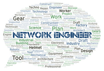Network Engineer typography word cloud create with the text only