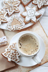 cup of coffee with cookies
