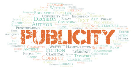 Publicity typography word cloud create with the text only