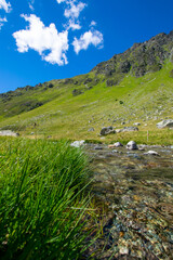 landscape with river and mountains (Vorarlberg/Tyrol, Austria)