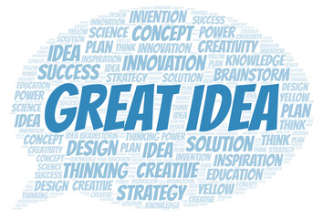 Great Idea typography word cloud create with the text only.