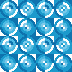 Background concept design. Abstract geometric seamless pattern. Circle shapes. Blue color. Vector illustration. 