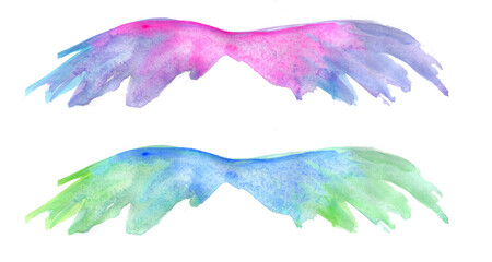 set of hand drawn wings