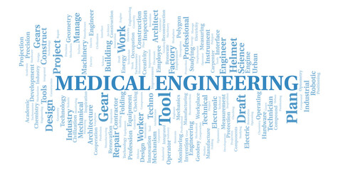 Medical Engineering typography word cloud create with the text only