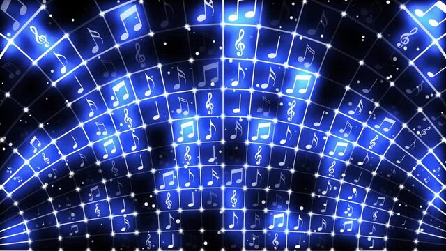 Music Notes Neon White Backgrounds Looped Video