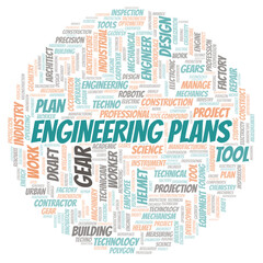 Obraz premium Engineering Plans typography word cloud create with the text only
