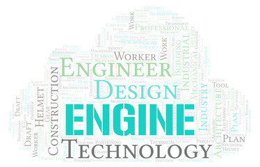 Obraz premium Engine typography word cloud create with the text only