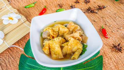 CIREBON, West Java INDONESIA - January 6th 2020 - 'Cuanki' tradtional food from West Jave, Popular Indonesia Street food - Selective focus concept