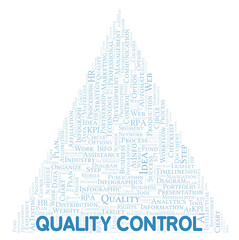 Quality Control typography word cloud create with the text only.