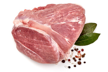 Raw pork meat, isolated on white background