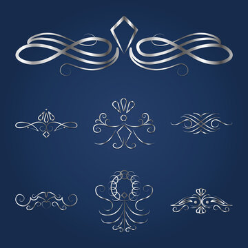 icon set of swirl dividers, line style