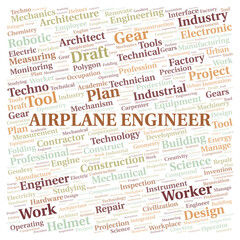 Airplane Engineer typography word cloud create with the text only