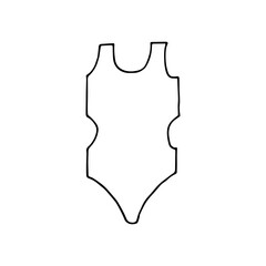 Doodle icon Women swimsuit. hand drawn drawing of a swimsuit isolated on a white background. Summer clothing for swimming Vector illustration