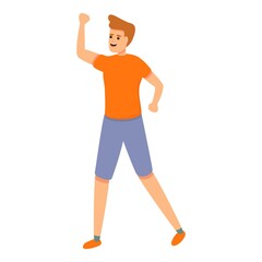 Fototapeta na wymiar Winner playing bowling icon. Cartoon of winner playing bowling vector icon for web design isolated on white background