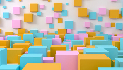 Abstract 3d background, modern geometric background design, composition of colorful cubes