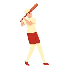 Wood bat baseball player icon. Cartoon of wood bat baseball player vector icon for web design isolated on white background