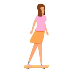 Woman skateboarding icon. Cartoon of woman skateboarding vector icon for web design isolated on white background