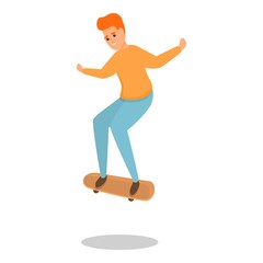Fototapeta na wymiar Skateboarding travel trick icon. Cartoon of skateboarding travel trick vector icon for web design isolated on white background