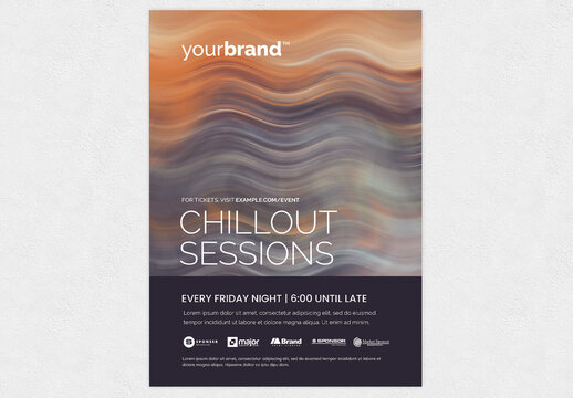 Minimal Nightclub Party Flyer with Warm Wavy Pattern