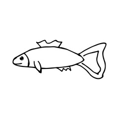 Doodle sea fish. hand drawn of a sea fish isolated on a white background. Vector illustration sticker, icon, design element
