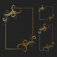 Vector Illustration of Hand Drawn Elegant Frame Border Ornament Background Template for Wedding, Greeting, Menu, Card, and others. Design Set for Paper Size, Portrait Banner, and Square Size.