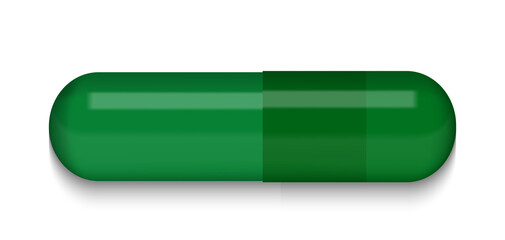 Green Medical pill on white background. Virus capsule. The medicine. Vector Illustration. EPS10