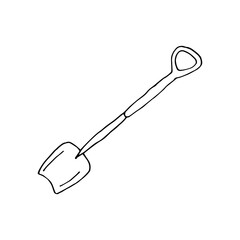 Doodle Shovel Garden. hand drawn of a Shovel Garden isolated on a white background. Vector illustration sticker, icon, design element