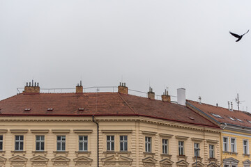 Roofs and chimneys of Prague 6, and area of old and luxury buildings in the district of Prague 6, czech Republic.
