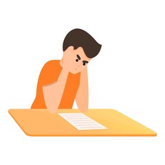 Hard school test icon. Cartoon of hard school test vector icon for web design isolated on white background