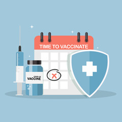Time to vaccinate 2021 concept.Coronavirus vaccination concept. Vector Illustration EPS10