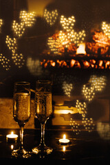 valentine background of wine and candle
