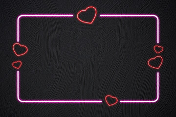 Frame for any text with heart. Valentine's Day. Neon light