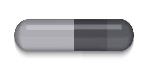 Gray Medical pill on white background. Virus capsule. The medicine. Vector Illustration. EPS10