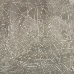 Acrylic abstract painting background with expressive lines texture. Grunge hand drawn brown background.