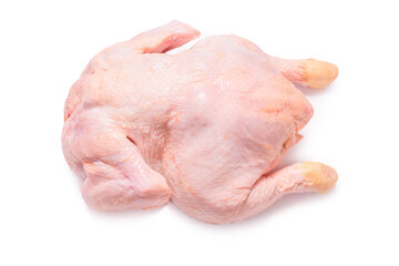 Raw chicken isolated on white background.