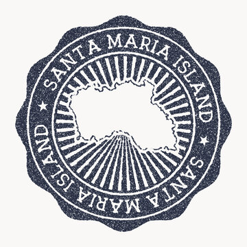 Santa Maria Island stamp. Travel rubber stamp with the name and map of island, vector illustration. Can be used as insignia, logotype, label, sticker or badge of the Santa Maria Island.