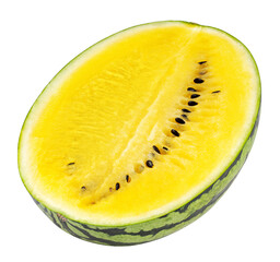 yellow watermelon isolated on white background, clipping path, full depth of field