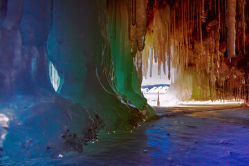 Winter Baikal. Olkhon Island. Fairy-tale Icy grotto