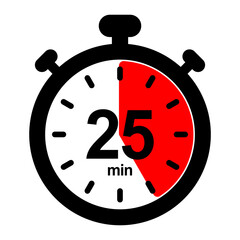 nswi25 NewStopWatchIcon nswi - english - timer and stopwatch icon. - countdown timer. - 25 minutes - simple black pictogram - xxl e10089