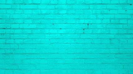 Turquoise brick wall background or texture.