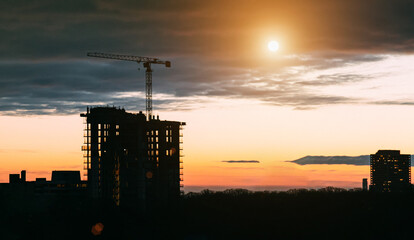Fototapeta premium A concept of building construction and urban planning for office buildings and condominiums.