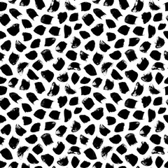Big dots vector seamless pattern. Polka dot motif wallpaper. Abstract pattern of bold black shabby dots or spots on white background. Hand drawn black ornament for wallpaper, textile and fabric design